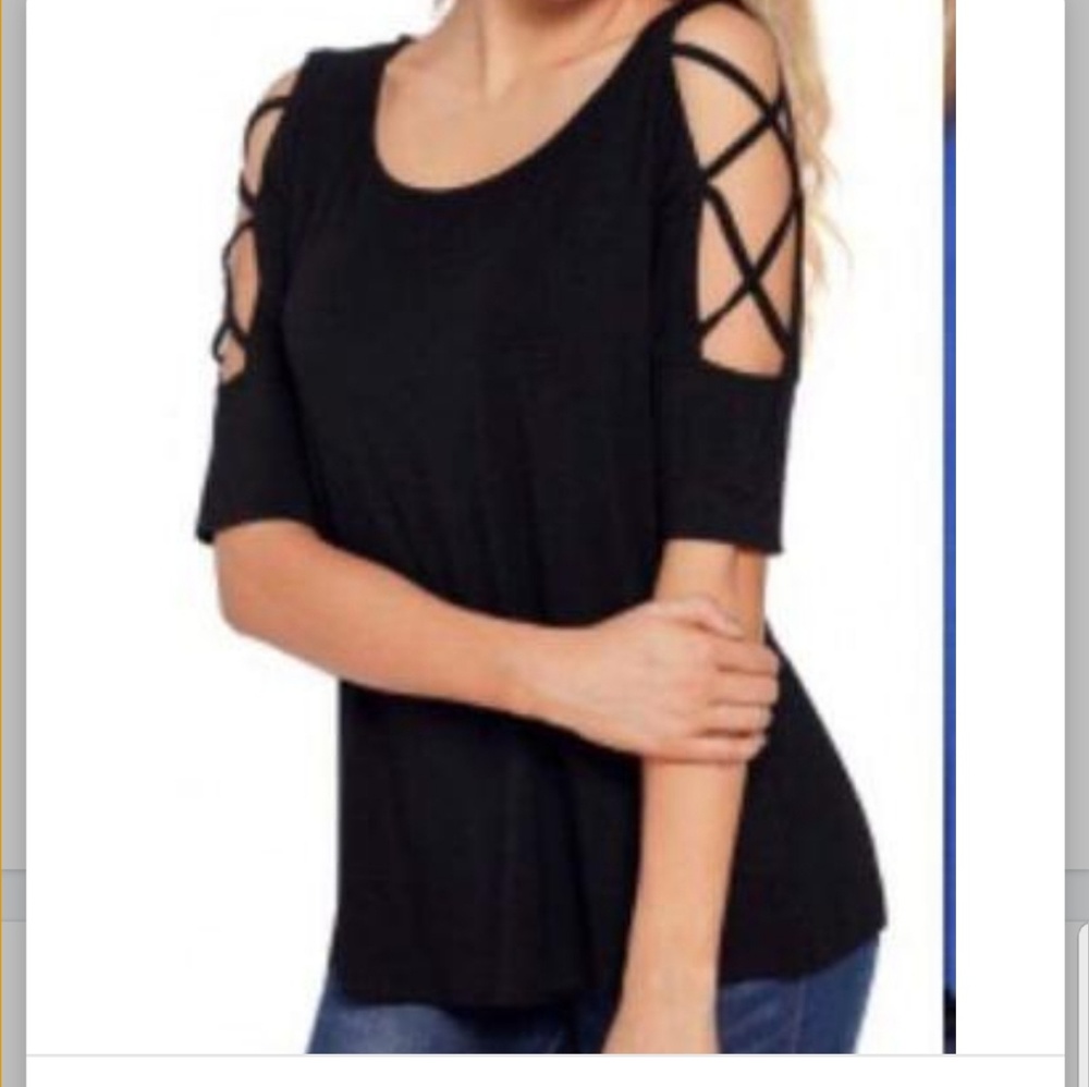 Black top with 3/4 crisscross arms